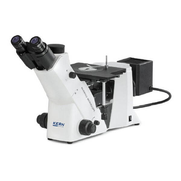 Kern Microscópio invertido OLM 171, inverso, MET, POL, trino, Inf planchrom, 50x-500x, Luz refletida, HAL, 50W