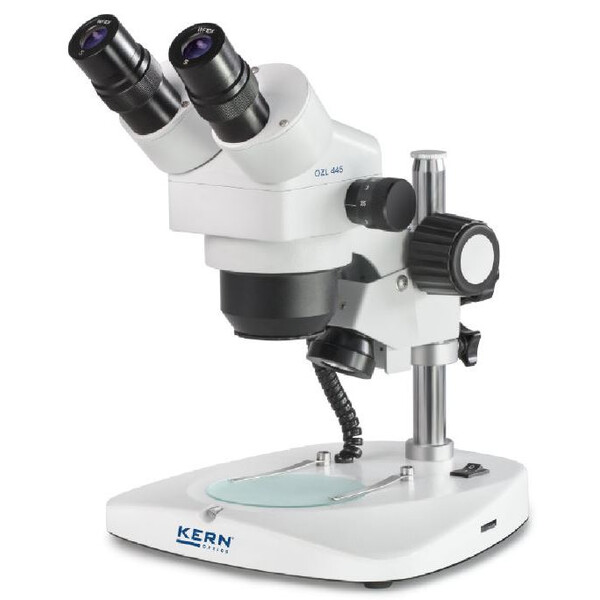 Kern Microscópio estéreo zoom OZL 445, Greenough, Coluna, bino, 0,75-3,6x,10x/21, 0,35W LED