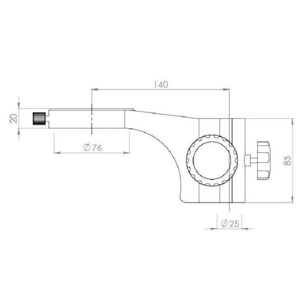 Kern Microscópio estéreo zoom OZM 952, bino, 7-45x , HSWF 10x23 mm, Braço articulado metálico, grampo de mesa, Anel de luz LED 4.5W