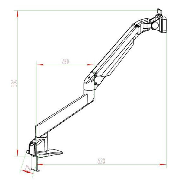 Kern Microscópio estéreo zoom OZM 982, bino 7-45x, HSWF 10x23 mm, Braço articulado metálico, mola, grampo de mesa, anel luminoso LED 4,5W