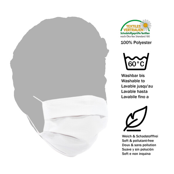 Masketo Máscara facial branca para crianças em poliéster