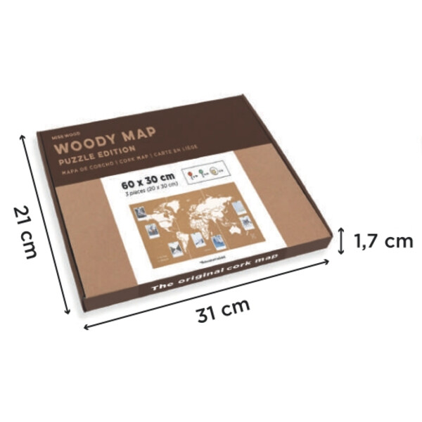 Miss Wood Mapa mundial Puzzle Map M - White