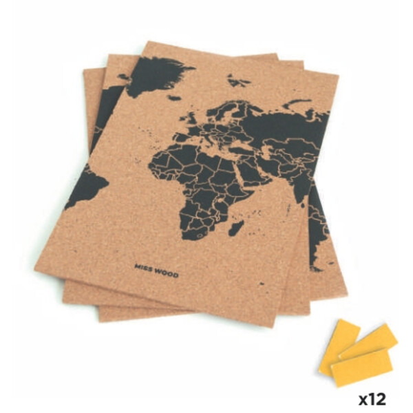 Miss Wood Mapa mundial Puzzle Map M - Black