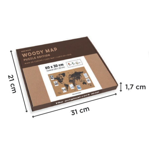 Miss Wood Mapa mundial Puzzle Map M - Black