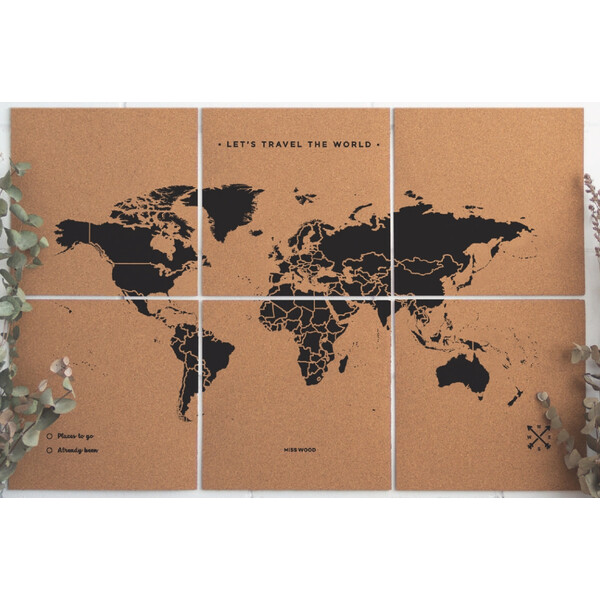 Miss Wood Mapa mundial Puzzle Map XL - Preto