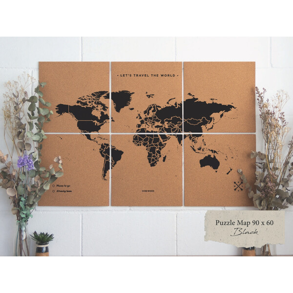 Miss Wood Mapa mundial Puzzle Map XL - Black