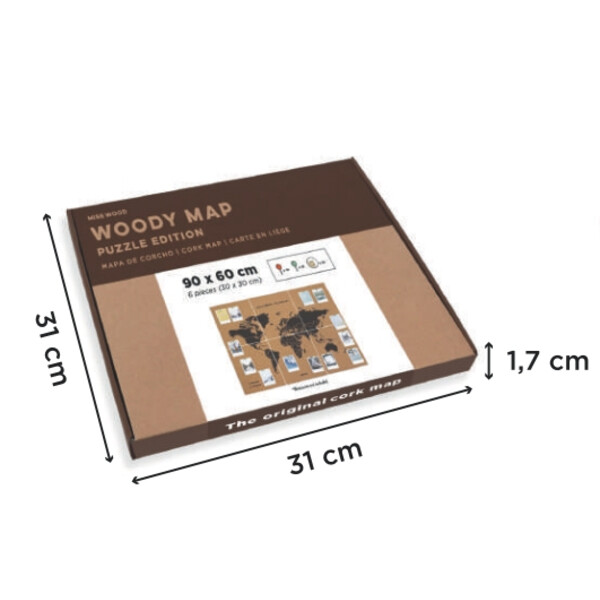 Miss Wood Mapa mundial Puzzle Map XL - Preto