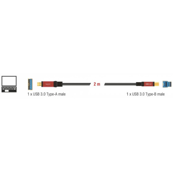 PegasusAstro Cabo USB Premium 1x USB3.0 Tipo B 2m