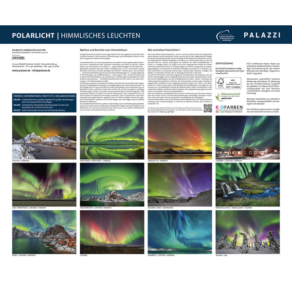 Palazzi Verlag Calendário Aurora Borealis 2021