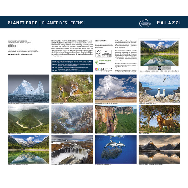 Palazzi Verlag Calendário Planet Earth 2021