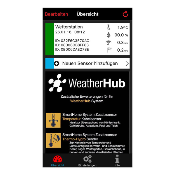 TFA Estação meteorológica Wetterstation-Set mit Klima, Regen & Windsender WEATHERHUB