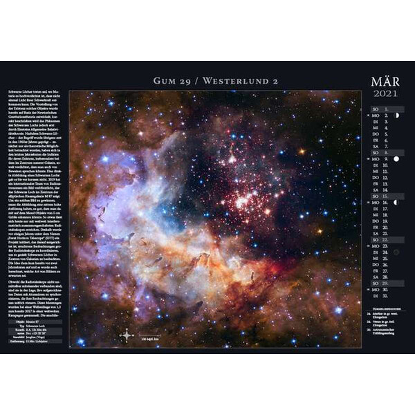 Astronomie-Verlag Calendário Weltraum-Kalender 2021