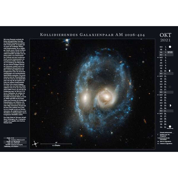 Astronomie-Verlag Calendário Weltraum-Kalender 2021