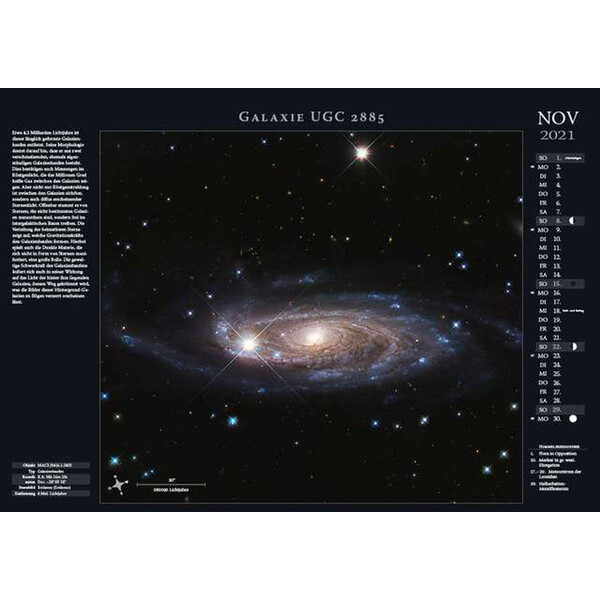 Astronomie-Verlag Calendário Weltraum-Kalender 2021