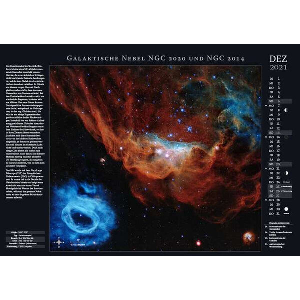 Astronomie-Verlag Calendário Weltraum-Kalender 2021