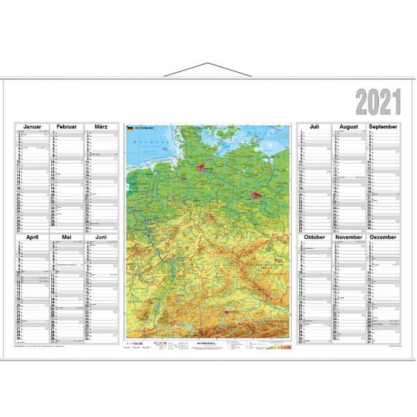 Stiefel Mapa Planeamento anual 2021 Alemanha físico