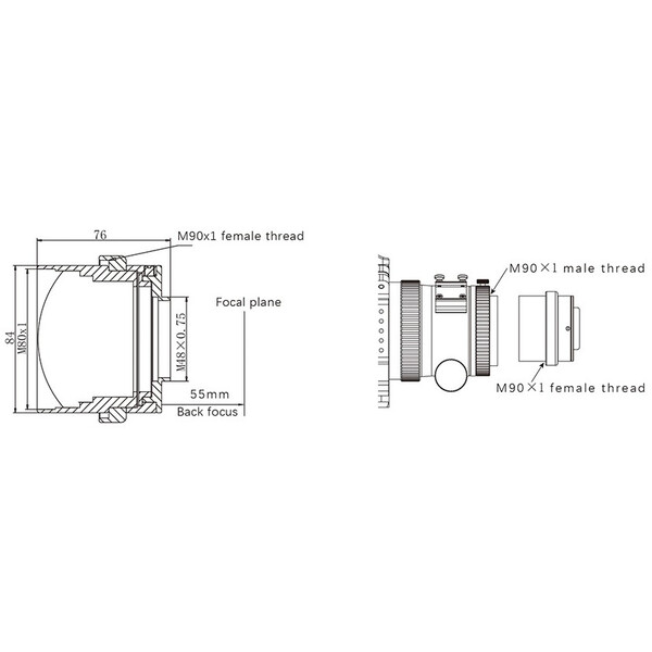 Omegon Reducer 0.7x para 108/600 Quintuplo APO