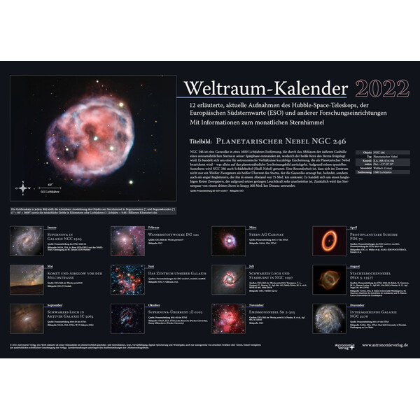 Astronomie-Verlag Calendário Weltraum-Kalender 2022