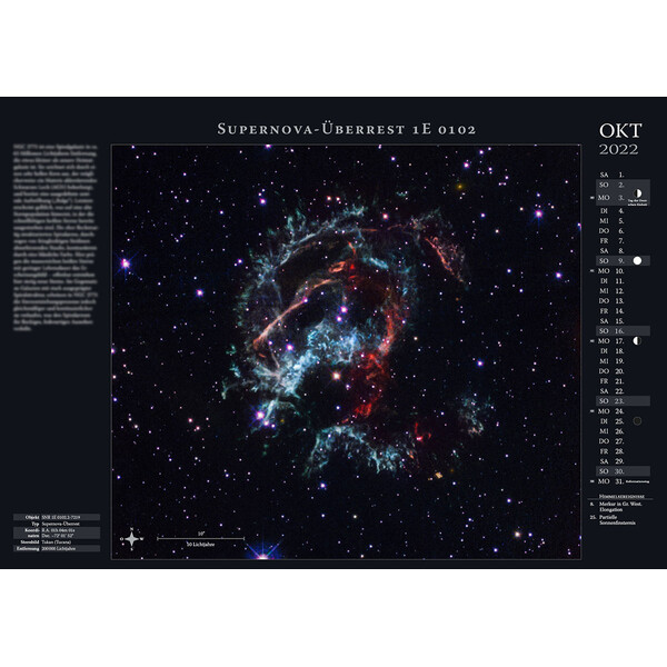 Astronomie-Verlag Calendário Weltraum-Kalender 2022