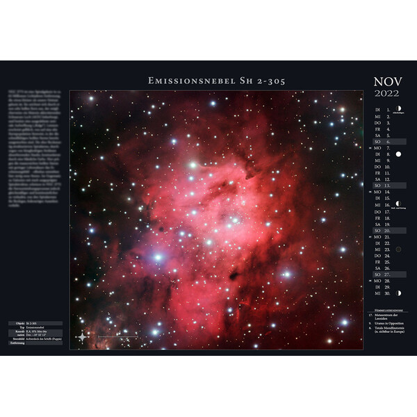 Astronomie-Verlag Calendário Weltraum-Kalender 2022