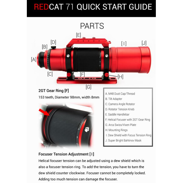 William Optics Refrator apocromático AP 71/350 RedCat 71 OTA