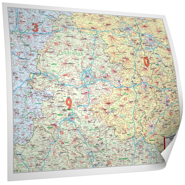 Bacher Verlag Mapa regional Postleitzahlenkarte Thüringen (112 x 94 cm)