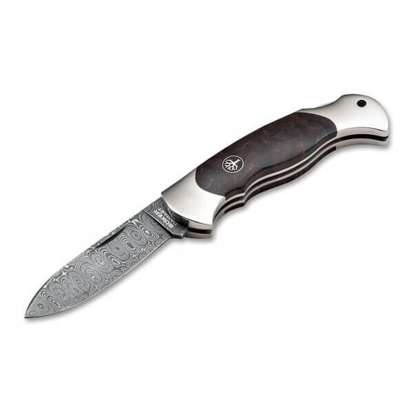 Böker Faca Scout Spearpoint Burl Birch Damascus