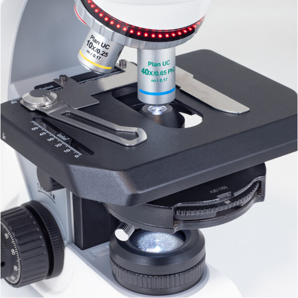 Motic Microscópio Panthera C2, pacote de fases, trino, infinito, plano, achro, 40x-400x, Halogen/LED