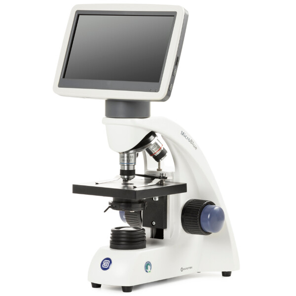Euromex Microscópio MicroBlue, MB.1051-LCD, ecrã LCD de 5,6 polegadas, Objectivas 4/10/S40x, DIN 35mm perf., 40x - 400x, LED, 1W, Mesa cruzada