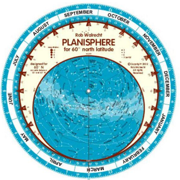 Rob Walrecht Carta de estrelas Planisphere 60°N 25cm