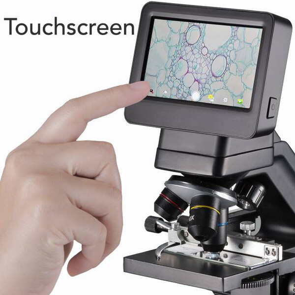 Bresser Biolux Touch, ecrã, 30x-1125x, AL/DL, LED, 5 MP, HDMI, Microscópio para escola e passatempo