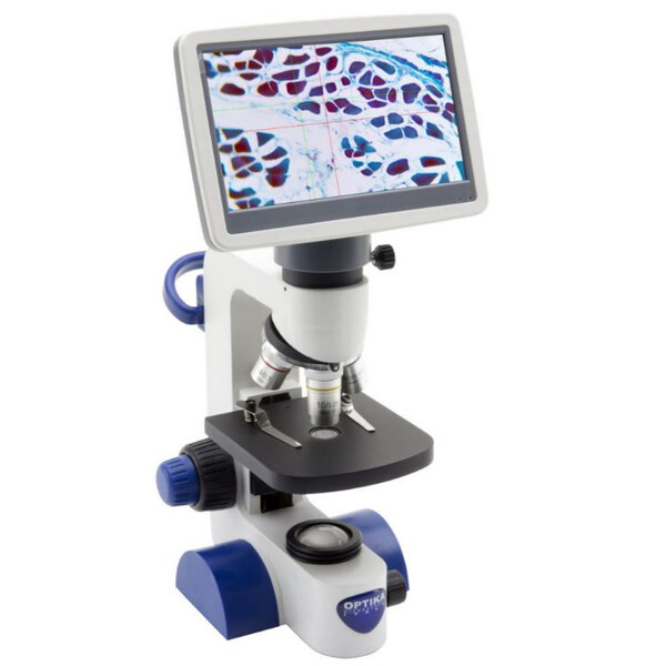 Optika Microscópio B-61V, Ecrã, 7 polegadas, DIN, achro, 40-400x, LED, 1W