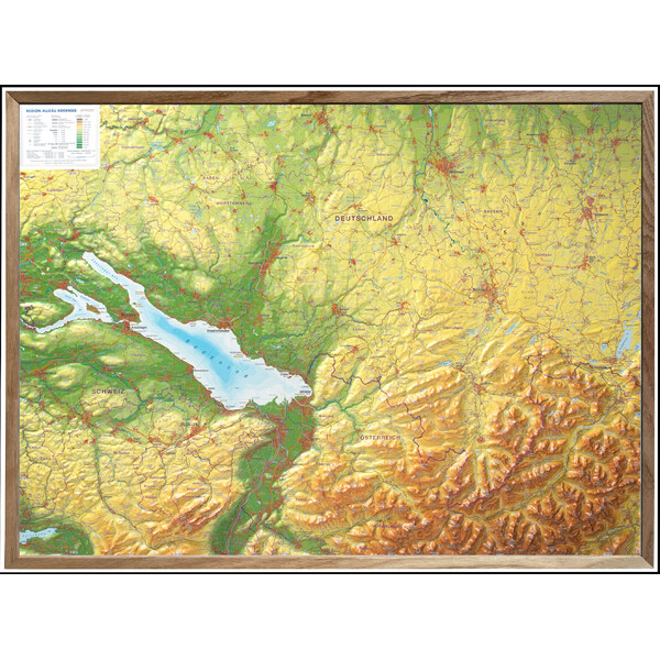 Georelief Mapa regional Allgäu Bodensee 3D Reliefkarte (77 x 57 cm)