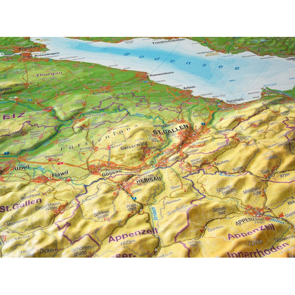 Georelief Mapa regional Allgäu Bodensee 3D Reliefkarte (77 x 57 cm)