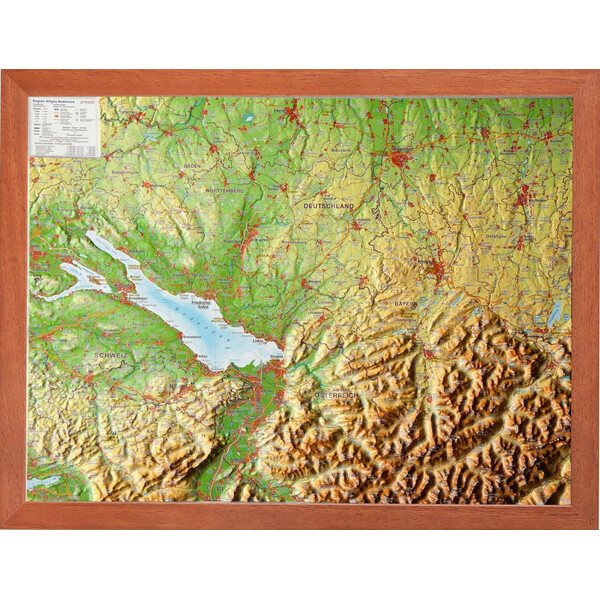 Georelief Mapa regional Allgäu/Lake Constance 3D relief map, small