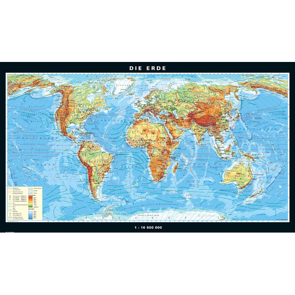 PONS Mapa mundial Die Erde physisch (224 x 128 cm)