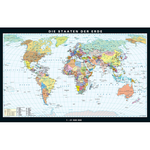 PONS Mapa mundial Die Erde physisch und politisch (158 x 97 cm)