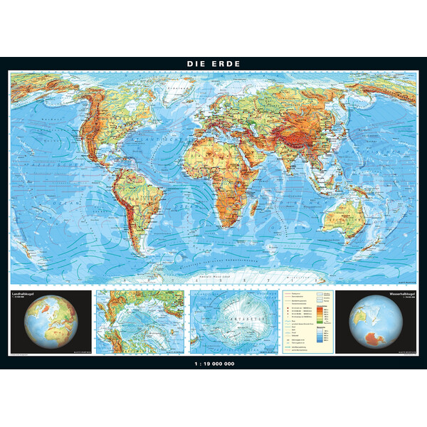 PONS Mapa mundial Die Erde physisch und politisch (196 x 143 cm)