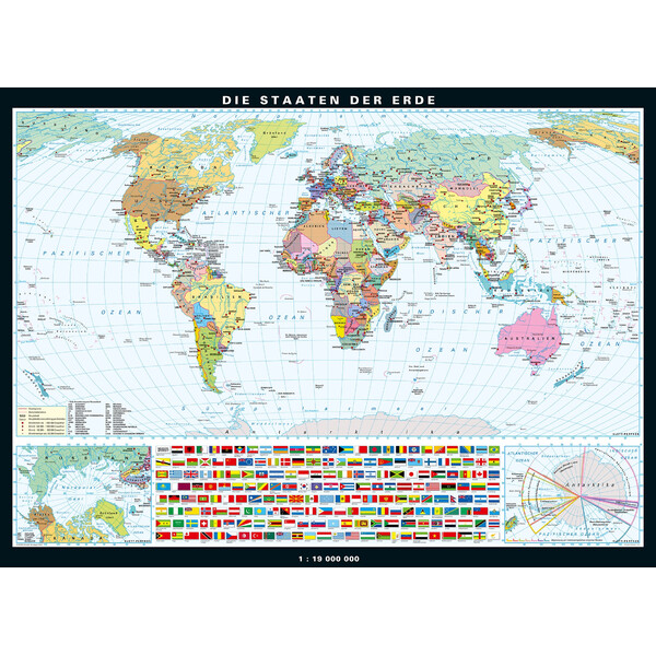 PONS Mapa mundial Die Erde physisch und politisch (196 x 143 cm)