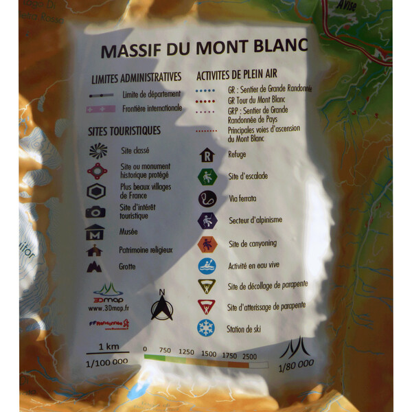 3Dmap Mapa regional Massif du Mont Blanc (61 x 41 cm)