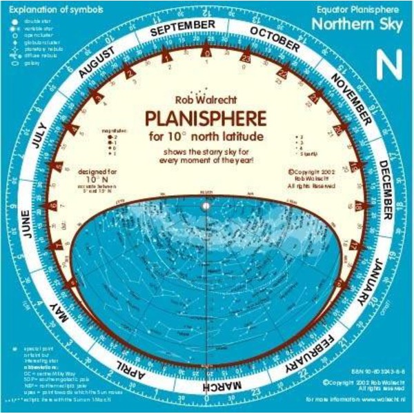 TS Optics Carta de estrelas Mapa celeste duplo planisfério