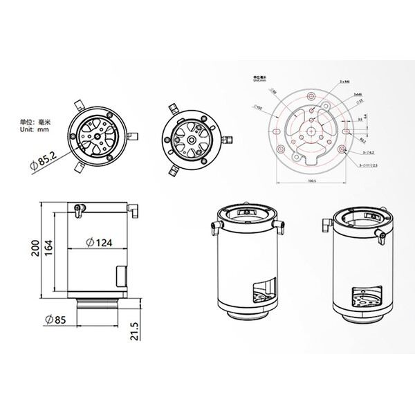 ZWO Coluna para tripé PE200 column extension