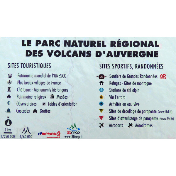 3Dmap Mapa regional Le Parc Naturel Régional des Volcans d'Auvergne