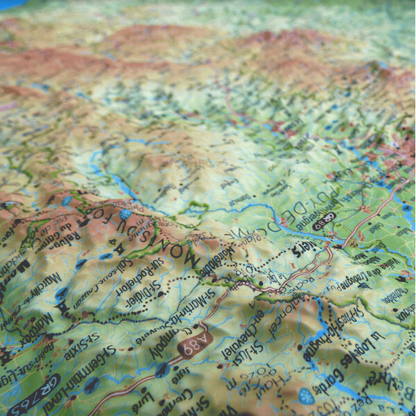 3Dmap Mapa regional Le Massif Central