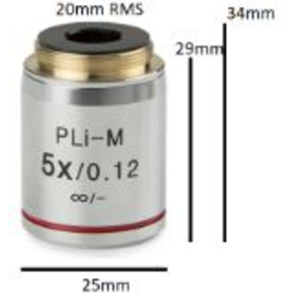 Euromex objetivo Objetiva IS.8105, Plan PL 5x/0.12, w.d. 15.5 mm, infinito, vidro de cobertura -(bScope)