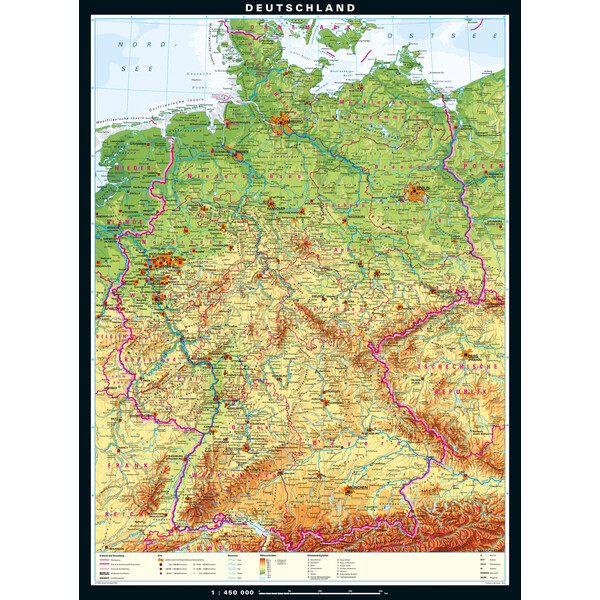 PONS Mapa Alemanha físico (162 x 219 cm)