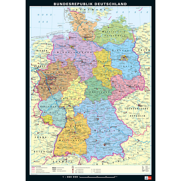 PONS Mapa Alemanha fisicamente e politicamente (113 x 157 cm)
