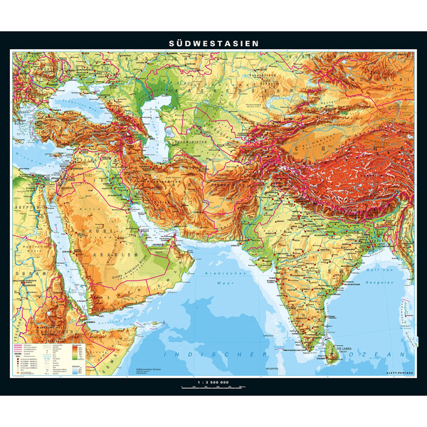 PONS Mapa regional Südwestasien physisch (205 x 172 cm)