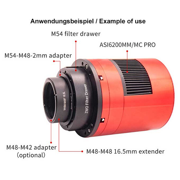 ZWO Suporte de filtro com gaveta de filtro de 2"