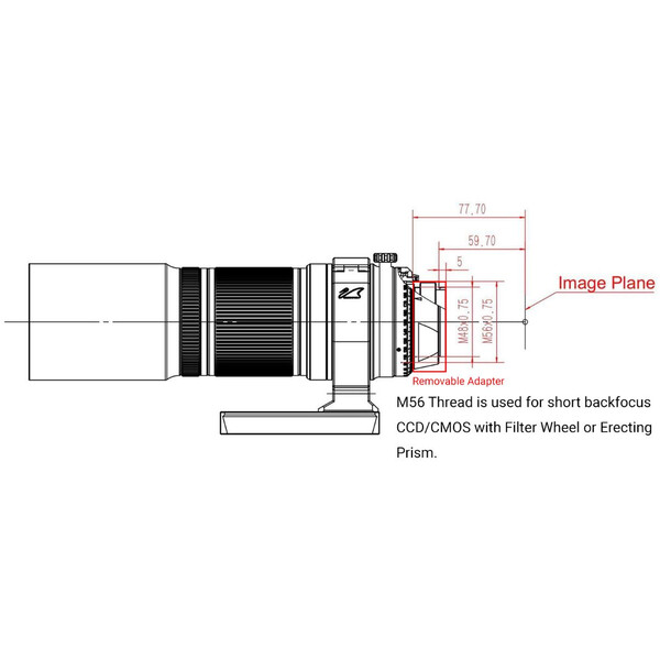 William Optics Refrator apocromático AP 51/250 Black&White Cat 51 OTA